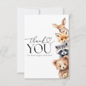 ウッドランド動物モダンの赤ちゃんシャワー サンキューカード (正面)