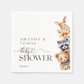 ウッドランド動物モダンの赤ちゃんシャワー スタンダードカクテルナプキン (正面)