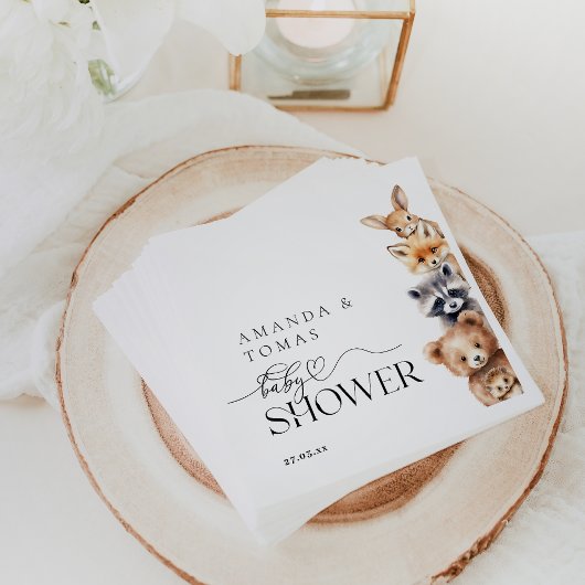 ウッドランド動物モダンの赤ちゃんシャワー スタンダードカクテルナプキン