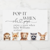 ウッドランド動物モダンの赤ちゃんシャワー スパークリングワインラベル (シングルラベル)