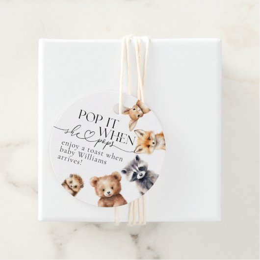 ウッドランド動物モダンの赤ちゃんシャワー フェイバータグ (インサイチュ)