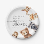 ウッドランド動物モダンの赤ちゃんシャワー ペーパープレート (正面)
