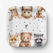 ウッドランド動物モダンの赤ちゃんシャワー ペーパープレート (正面)