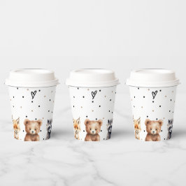 ウッドランド動物モダンの赤ちゃんシャワー 紙コップ