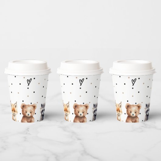 ウッドランド動物モダンの赤ちゃんシャワー 紙コップ (複数)