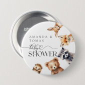 ウッドランド動物モダンの赤ちゃんシャワー 缶バッジ (正面&裏面)