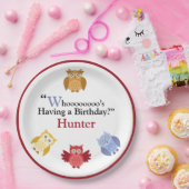 ウッドランド動物モダン名誕生会 ペーパープレート (パーティー)