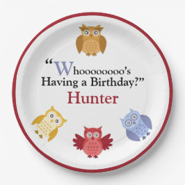 ウッドランド動物モダン名誕生会 ペーパープレート