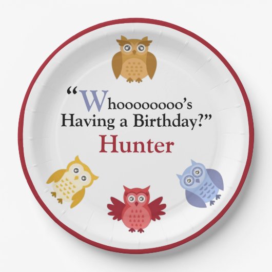 ウッドランド動物モダン名誕生会 ペーパープレート (正面)