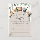 ウッドランド動物モダン赤ちゃんシャワーおむつ エンクロージャーカード (正面)