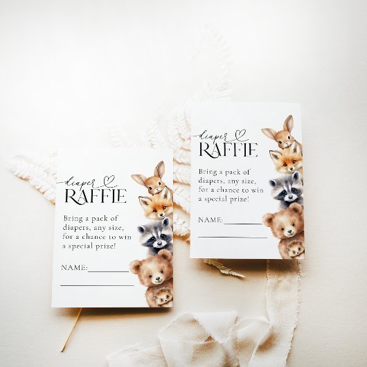 ウッドランド動物モダン赤ちゃんシャワーおむつ エンクロージャーカード