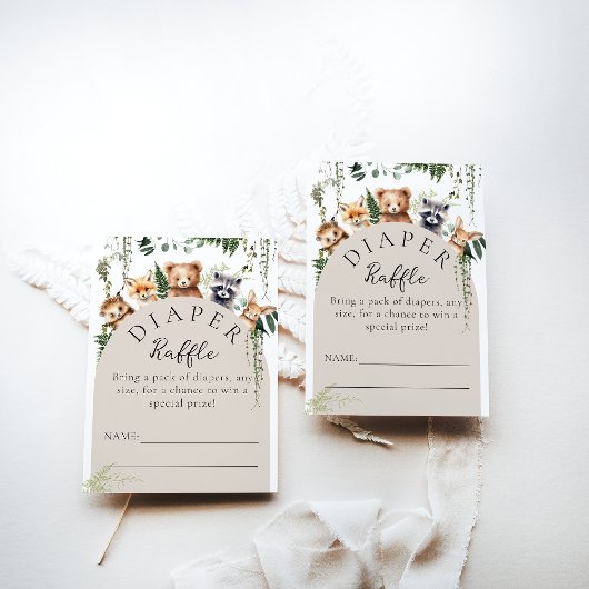 ウッドランド動物モダン赤ちゃんシャワーおむつ エンクロージャーカード