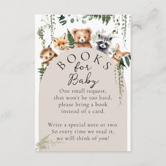 ウッドランド動物モダン赤ちゃんシャワーブック エンクロージャーカード (正面)