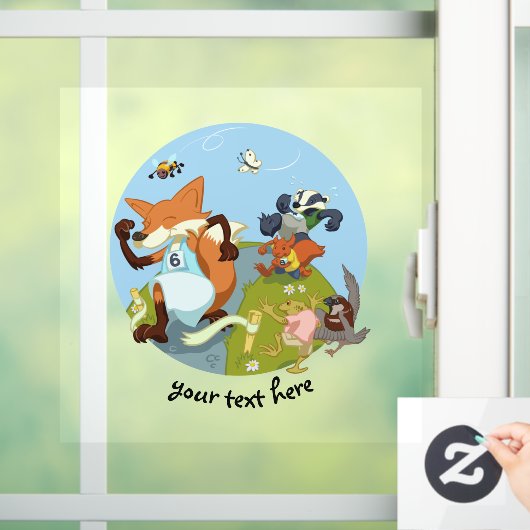 ウッドランド動物ランニングおもしろいのキツネとアナグマ漫画 ウィンドウサイン (ホーム)