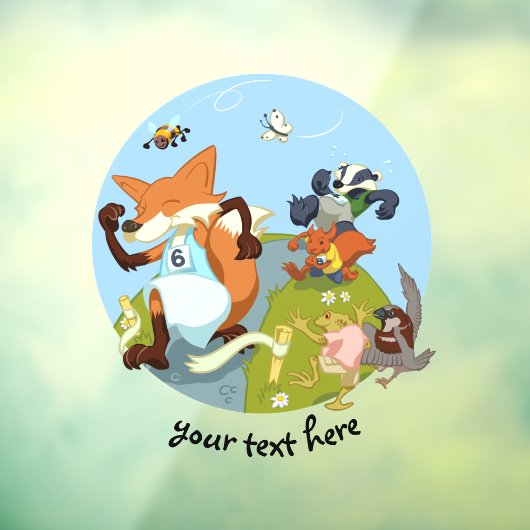 ウッドランド動物ランニングおもしろいのキツネとアナグマ漫画 ウィンドウサイン (シート3)