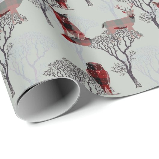 ウッドランド動物ランバージャックバッファロープレイド ラッピングペーパー (ロールコーナー)