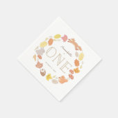 ウッドランド動物リース秋1st誕生日 スタンダードカクテルナプキン (角)