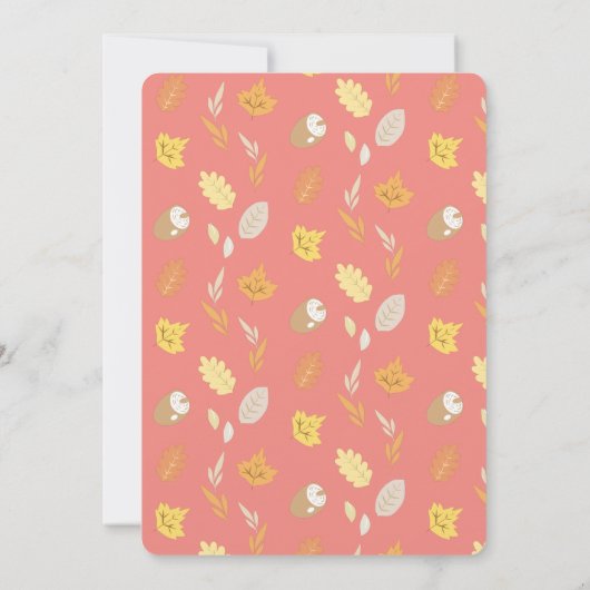 ウッドランド動物リース赤ちゃんシャワー 招待状 (裏面)