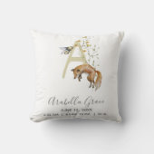 ウッドランド動物レターモノグラムベビー誕生統計 クッション (正面)