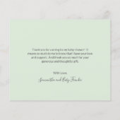 ウッドランド動物予算ベビーシャワーサンキューカード (裏面)