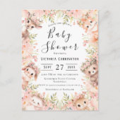 ウッドランド動物予算ベビーシャワー ポストカード (正面)