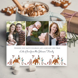 ウッドランド動物写真ホリデークリスマスポストカード シーズンカード