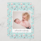 ウッドランド動物写真誕生発表カード (正面/裏面)