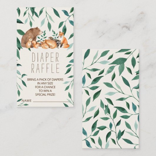 ウッドランド動物友達おむつラッフルエンクロージャーCa エンクロージャーカード (正面/裏面)