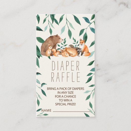 ウッドランド動物友達おむつラッフルエンクロージャーCa エンクロージャーカード (正面)