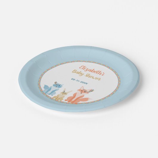 ウッドランド動物可愛い部族ボホボーイ赤ちゃんシャワー ペーパープレート (アングル)