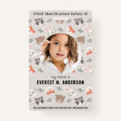 ウッドランド動物可愛カスタムいモダンフォトチャイルドID バッジ (正面)