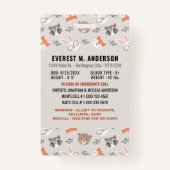 ウッドランド動物可愛カスタムいモダンフォトチャイルドID バッジ (裏面)