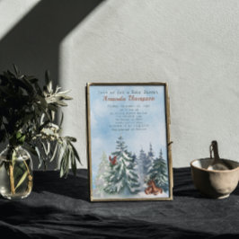 ウッドランド動物園風景アドベンチャーベビーシャワー 招待状