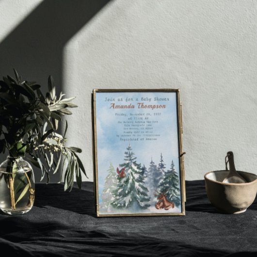 ウッドランド動物園風景アドベンチャーベビーシャワー 招待状