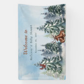 ウッドランド動物園風景アドベンチャーベビーシャワー 横断幕 (縦)