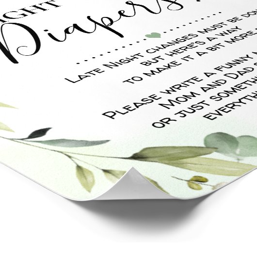 ウッドランド動物夜遅くのおむつ赤ちゃんシャワー ポスター (角)