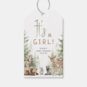 ウッドランド動物女の子の赤ちゃんシャワーありがとう ギフトタグ (正面)