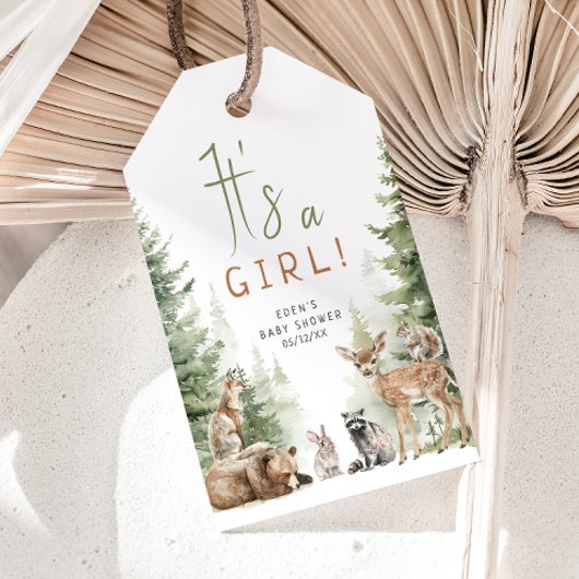 ウッドランド動物女の子の赤ちゃんシャワーありがとう ギフトタグ