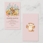 ウッドランド動物女子シャワーおむつラッフルチケット エンクロージャーカード (正面/裏面)