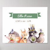 ウッドランド動物子供部屋名ウォールアートポスター ポスター (正面)