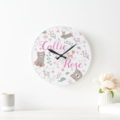 ウッドランド動物子供部屋時計 ラージ壁時計 (ホーム)