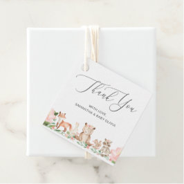 ウッドランド動物少女かわいい感謝の赤ちゃんシャワー フェイバータグ