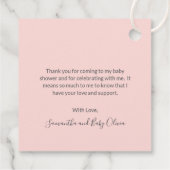 ウッドランド動物少女かわいい感謝の赤ちゃんシャワー フェイバータグ (裏面)