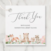 ウッドランド動物少女かわいい感謝の赤ちゃんシャワー フェイバータグ (正面)