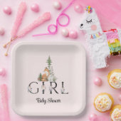 ウッドランド動物少女の赤ちゃんシャワー ペーパープレート (パーティー)