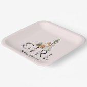 ウッドランド動物少女の赤ちゃんシャワー ペーパープレート (傾斜あり)