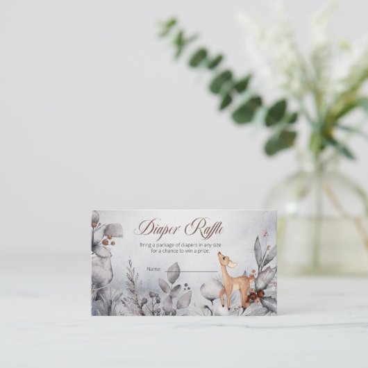 ウッドランド動物少年の赤ちゃんシャワーおむつラッフル エンクロージャーカード (スタンド正面)