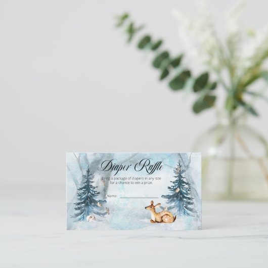 ウッドランド動物少年の赤ちゃんシャワーおむつラッフルEnc エンクロージャーカード (スタンド正面)