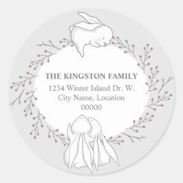 ウッドランド動物差出人住所シール ラウンドシール