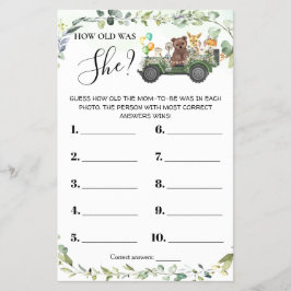 ウッドランド動物彼女の赤ちゃんシャワーカード チラシ